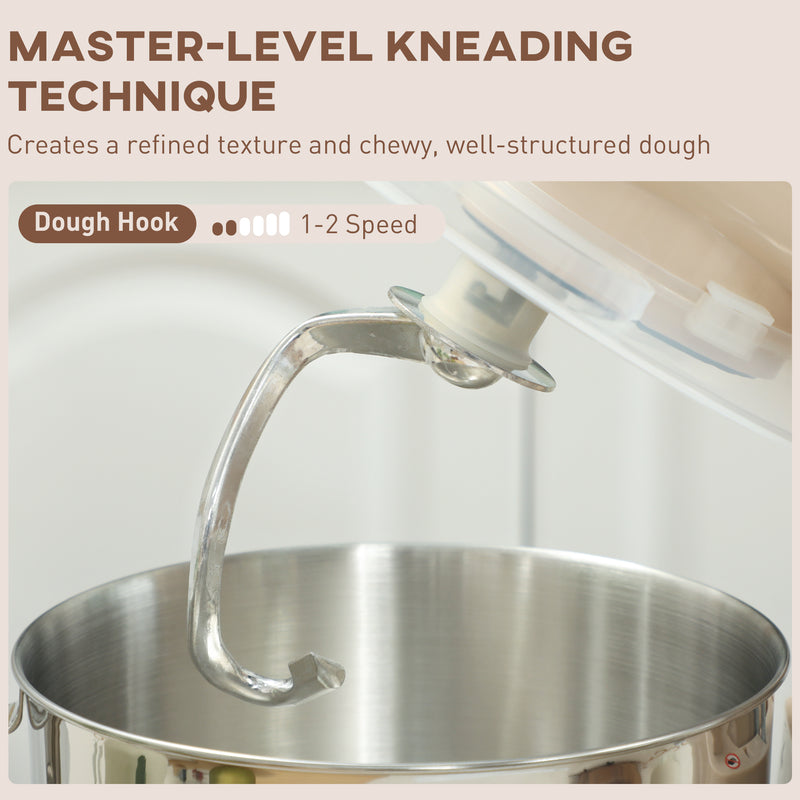 1300W Kitchen Stand Mixer With Dough Hook Whisk and Beater Attachments, Beige