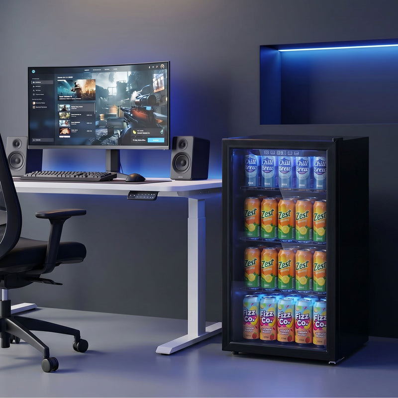 Drinks Fridge for Chilled Cans with Adjustable Shelves and Quiet Operation Black