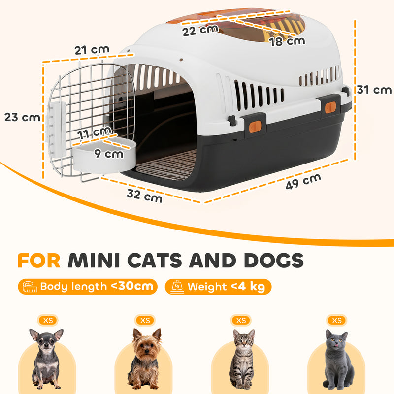 Hard-Sided Pet Carrier for Safe Vet Visits and Travel with Triple Lock and Top Window Cream