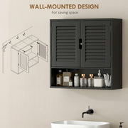 Wall Mounted Bathroom Cabinet With Adjustable Shelves For Compact Storage Black AOSOM