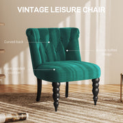 Set of 2 Velvet Wingback Accent Chairs with Button Tufting for Lounge or Bedroom, Dark Green