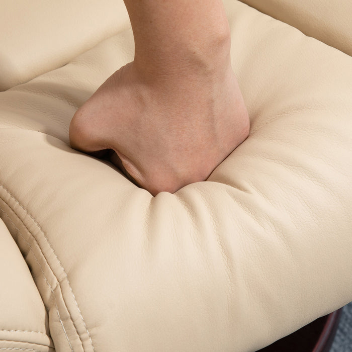 Beige Faux Leather Reclining Chair with 135Â° Adjustability and Footstool by HOMCOM