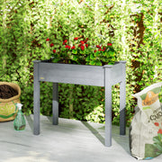 Wooden Raised Garden Planter Box With Bed Liner Ideal For Vegetables And Herbs Dark Grey AOSOM