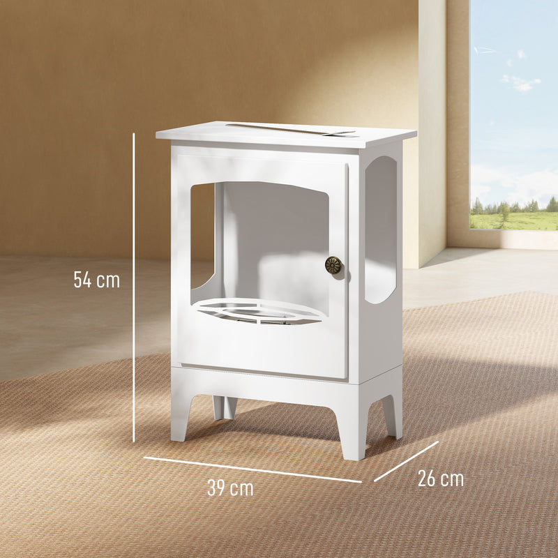 Freestanding Bioethanol Fireplace with 1.2L Tank and 3 Hour Burn Time for Indoors White