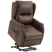 Electric Recliner Armchair Power Lift Brown - front view