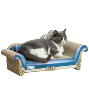 Blue 2 in 1 Cat Bed Scratching Board with Catnip for Indoor Cats 26.5cm by PawHut