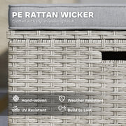 5 Piece Rattan Garden Furniture Set with Footstools Cushions and Storage Table Grey by Outsunny