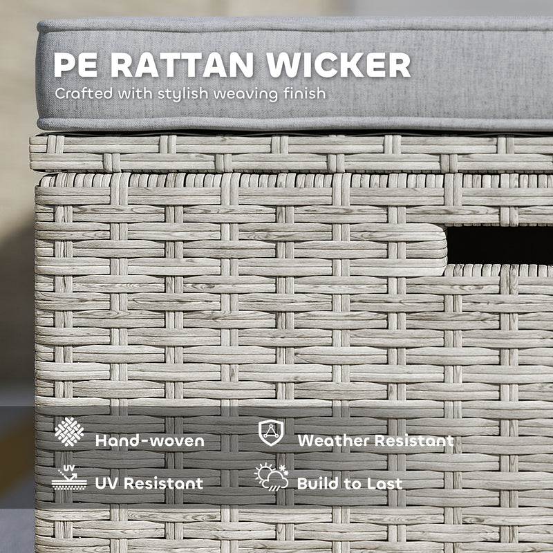 5 Piece Rattan Garden Furniture Set with Footstools Cushions and Storage Table Grey by Outsunny