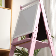 3 in 1 Kids Easel with Paper Roll and Adjustable Height Ideal for Drawing and Learning Pink AOSOM