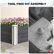 Raised Garden Bed for Easy Vegetable and Flower Growing with Open Bottom Drainage, Dark Grey Outsunny