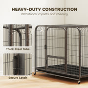 Heavy Duty Steel Dog Crate for Large Breeds with Easy Access and Lockable Wheels Black Pawhut