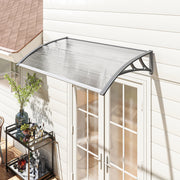 110x60cm Curved Outdoor Door Canopy Rain Shelter With UV Protection For Porch Window Or Entryway, Grey Polycarbonate
