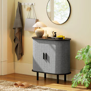 Modern Sideboard with Fluted Sliding Doors and Storage Shelves for Kitchen or Dining, Grey