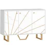 Modern Sideboard Storage Cabinet with Adjustable Shelves for Home Organisation, White Marble Tone