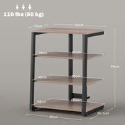 HiFi Stand with Four Open Storage Shelves Ideal for Media and Equipment Organisation Grey
