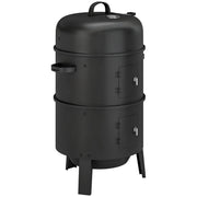 BBQ Smoker Grill and Fire Pit for Easy Outdoor Cooking with Two-Tier Cooking Space Black Outsunny