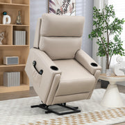 Electric Riser Recliner Chair with Massage and Heat for Comfortable Seating Support Beige