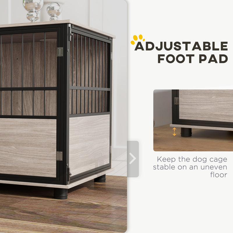 Furniture Style Dog Crate with Cushion and 3 Doors for Medium Dogs Indoor Use Brown