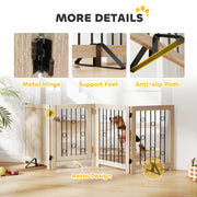 4 Panel Freestanding Pet Gate with Lockable Door and Support Feet for Indoor Use Oak AOSOM