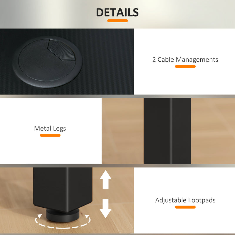 Black L Shaped Gaming Desk with Hooks Storage Bag and Cable Management