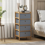 Slim Chest of Drawers for Small Bedroom Storage with Bamboo Frame and Fabric Drawers Natural AOSOM