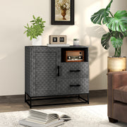 Grey Freestanding Sideboard with Adjustable Shelf Drawers and Open Storage Compartment by HOMCOM