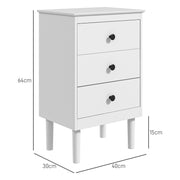 Set of 2 Modern Bedside Tables with 3 Drawers Ideal for Bedroom Storage White