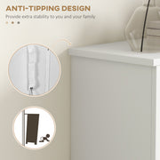 White Narrow Shoe Cabinet with Flip Drawers and Adjustable Shelves for Hallway Storage