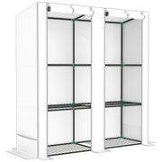 Three Tier Mini Greenhouse White Compact Plant Growhouse for Outdoors by Outsunny