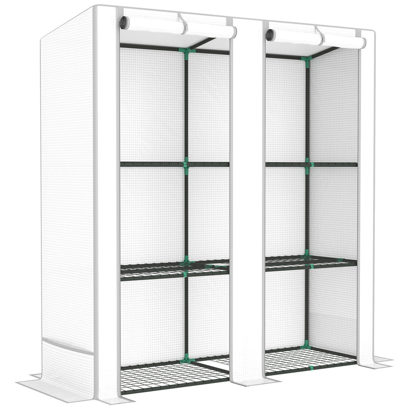 Three Tier Mini Greenhouse White Compact Plant Growhouse for Outdoors by Outsunny