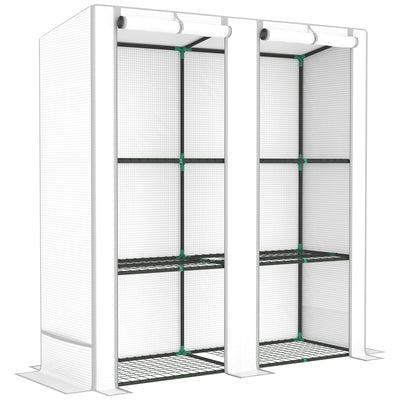 Three Tier Mini Greenhouse White Compact Plant Growhouse for Outdoors by Outsunny