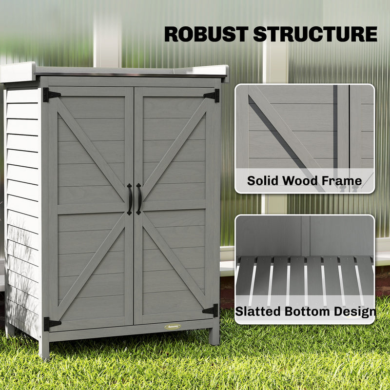Potting Station with Storage Cabinet & Galvanised Steel Top for Organising Garden Tools and Supplies, Grey Outsunny