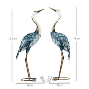 Crane Garden Ornaments Steel Statue Set 2 Piece Outdoor Decor for Patio Pond by Outsunny