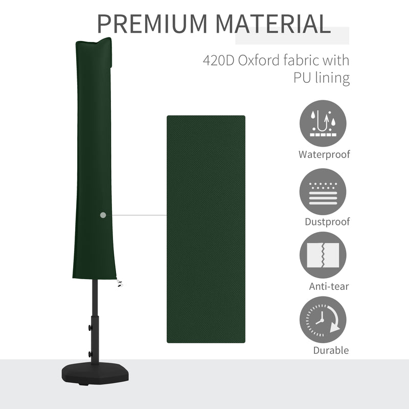 Umbrella Cover Waterproof Protection for Garden Parasol with Zip and Buckle Green Outsunny