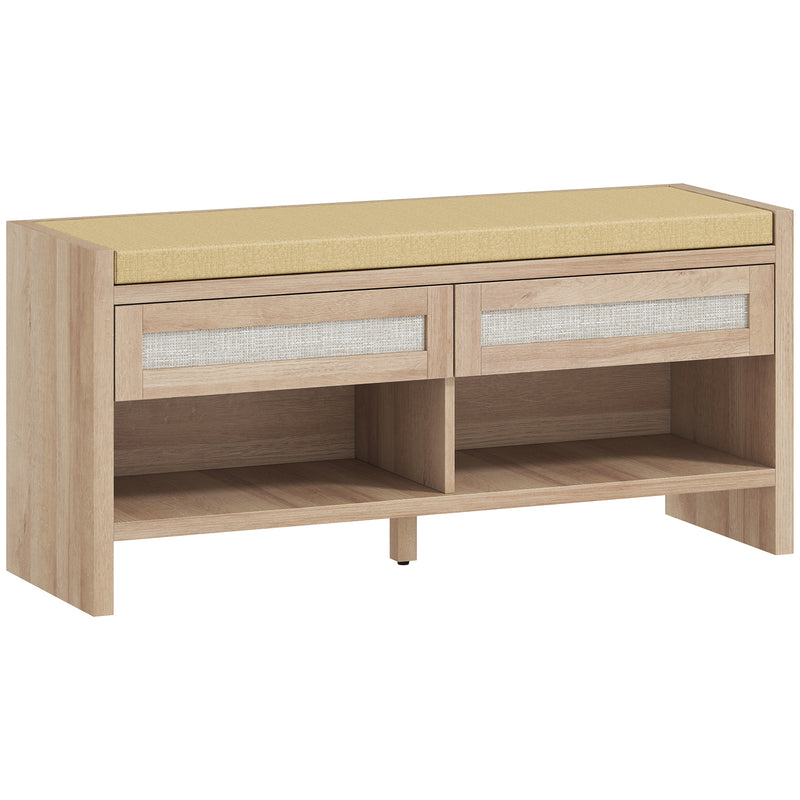 Shoe Storage Bench with Drawers and Cushioned Seat for Organised Hallways Oak and Cream Homcom