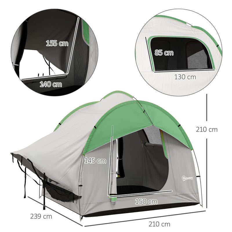 Car Tent for Hatchback or SUV Camping with Water-Resistant Shelter and Mesh Window Grey and Green