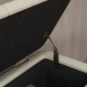 Cream White Linen Look Storage Ottoman Bench 92 x 31cm by HOMCOM