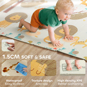 Foldable Double Sided Baby Play Mat Water Resistant for Indoor or Outdoor Use Grey AOSOM