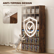 Adjustable CD Storage Cabinet With Multiple Shelves Ideal For Home Office Rustic Brown AOSOM