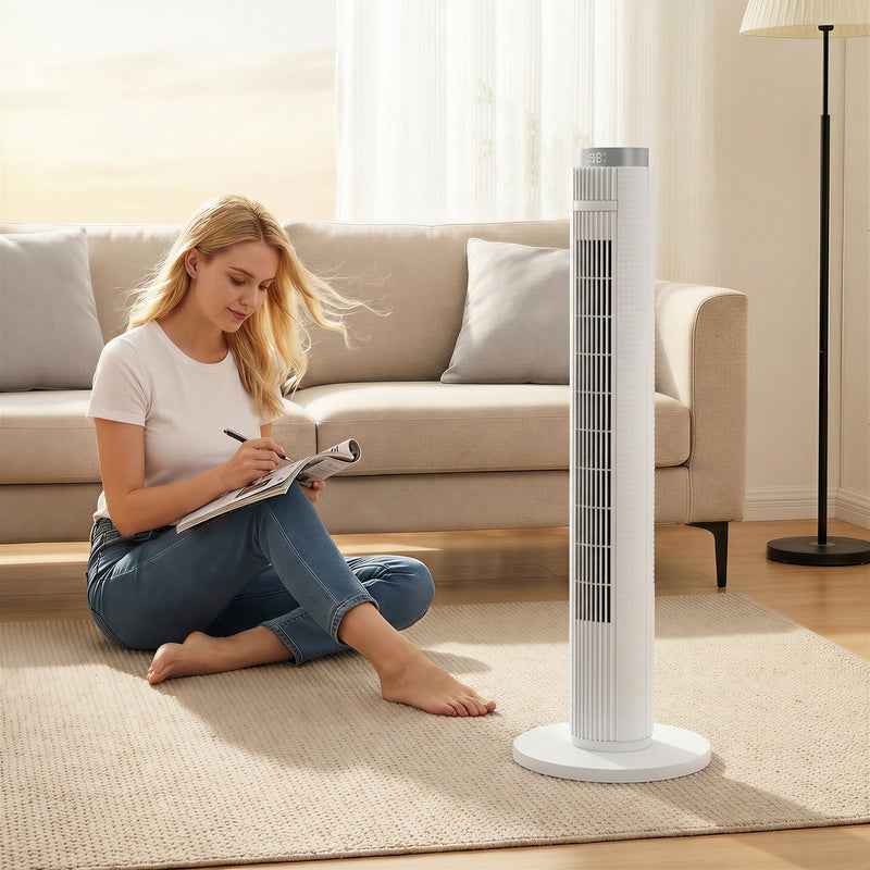 Tower Fan with Quiet Sleep Mode and App Control for Bedrooms and Living Rooms White