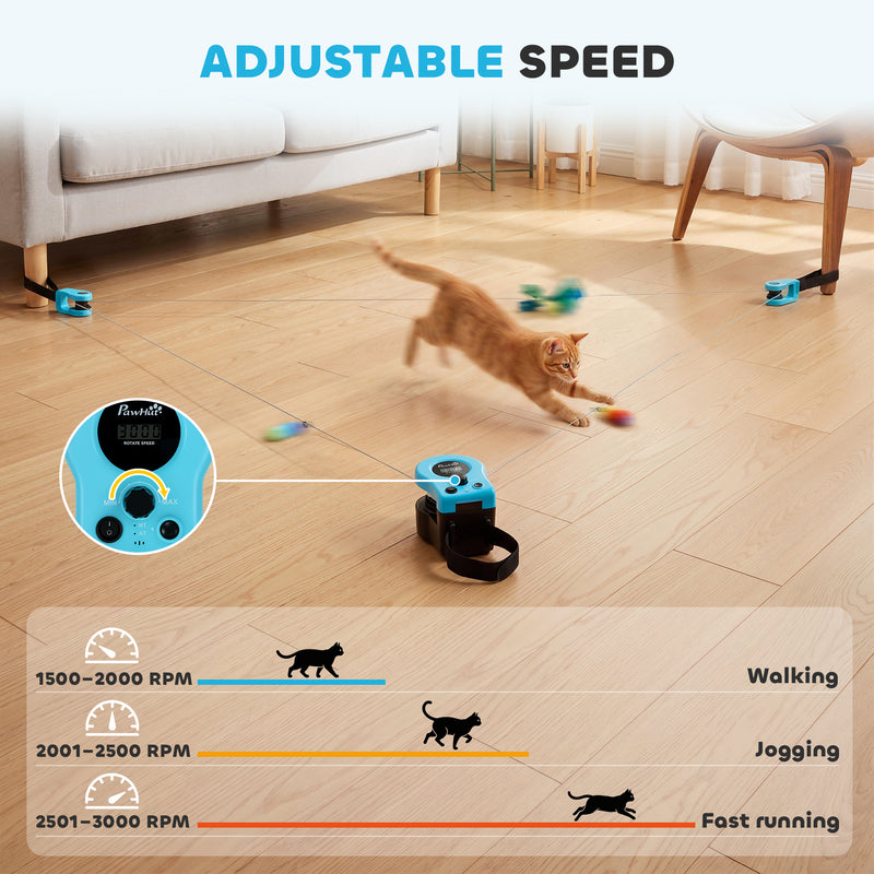 Automatic Cat Toy With Adjustable Track For Indoor Play And Furniture Protection Black Pawhut