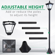 Set of 2 Black Solar Garden Post Lights with LED Lanterns and Dusk Sensor 1.2M Tall
