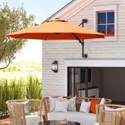 Orange 3 Metre Wall Mounted Garden Parasol with Easy Crank Handle for Shade by Outsunny