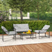 4 Piece Patio Dining Set with Cushions in Black and Light Grey by Outsunny