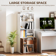 5 Tier Wooden Bookcase With Adjustable Shelves For Home Office Or Study, Rustic Brown