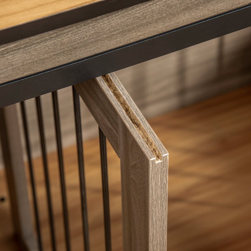 Wooden Dog Crate Furniture with Sliding Doors for Large and Small Dogs, Oak Tone