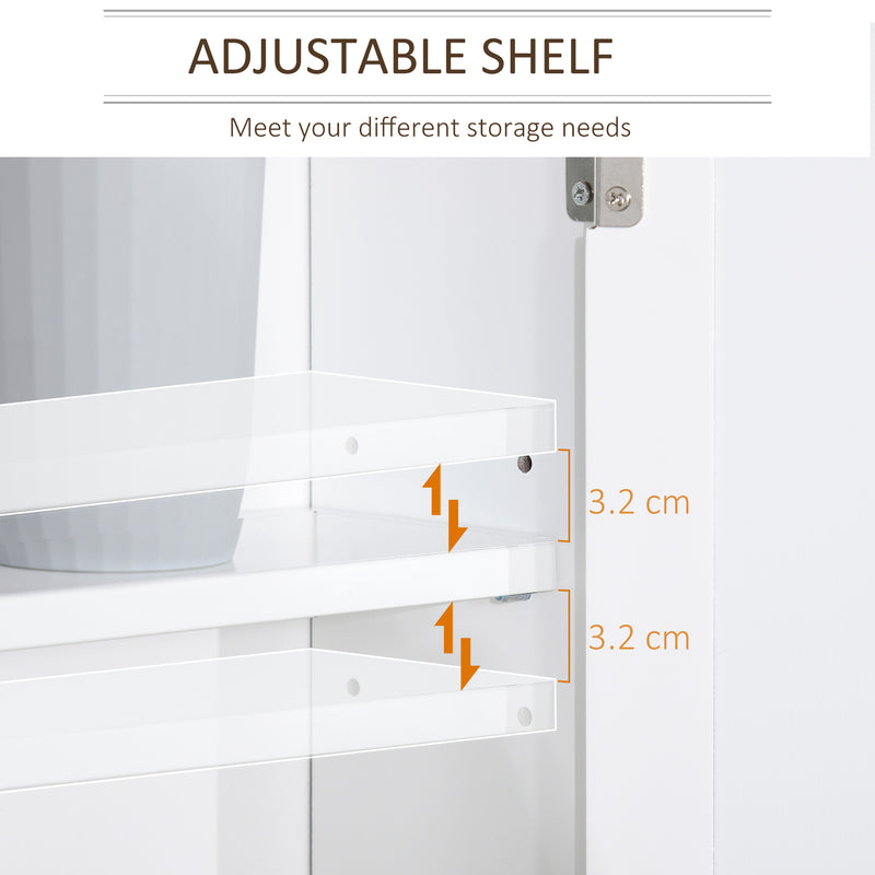 White Bathroom Furniture Set with Mirror Cabinet and Sink Storage by kleankin