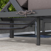 Three Piece Aluminium Garden Lounger Set With Reclining Backs For Outdoor Relaxation