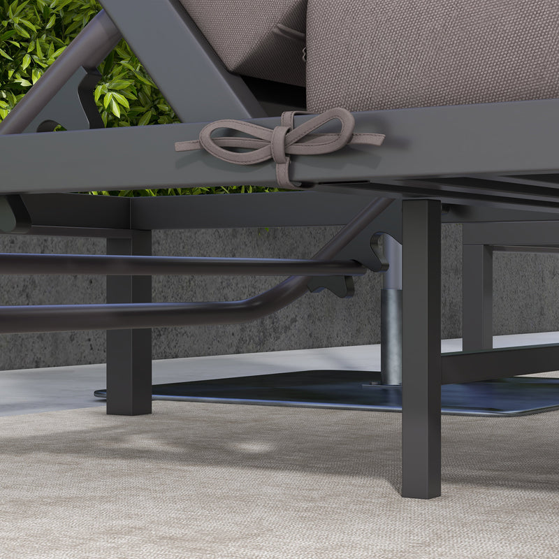 Three Piece Aluminium Garden Lounger Set With Reclining Backs For Outdoor Relaxation