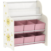 Kids Storage Shelf With Book Rack and Removable Drawers for Easy Organisation Pink AOSOM